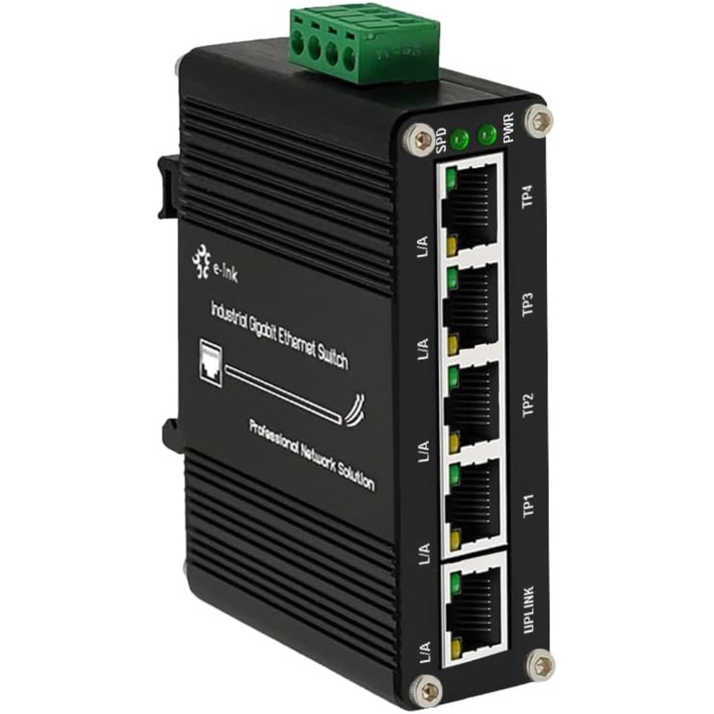 Mini Industrial 5-Port Gigabit Ethernet Switch - Hardened, 10/100/1000Mbps